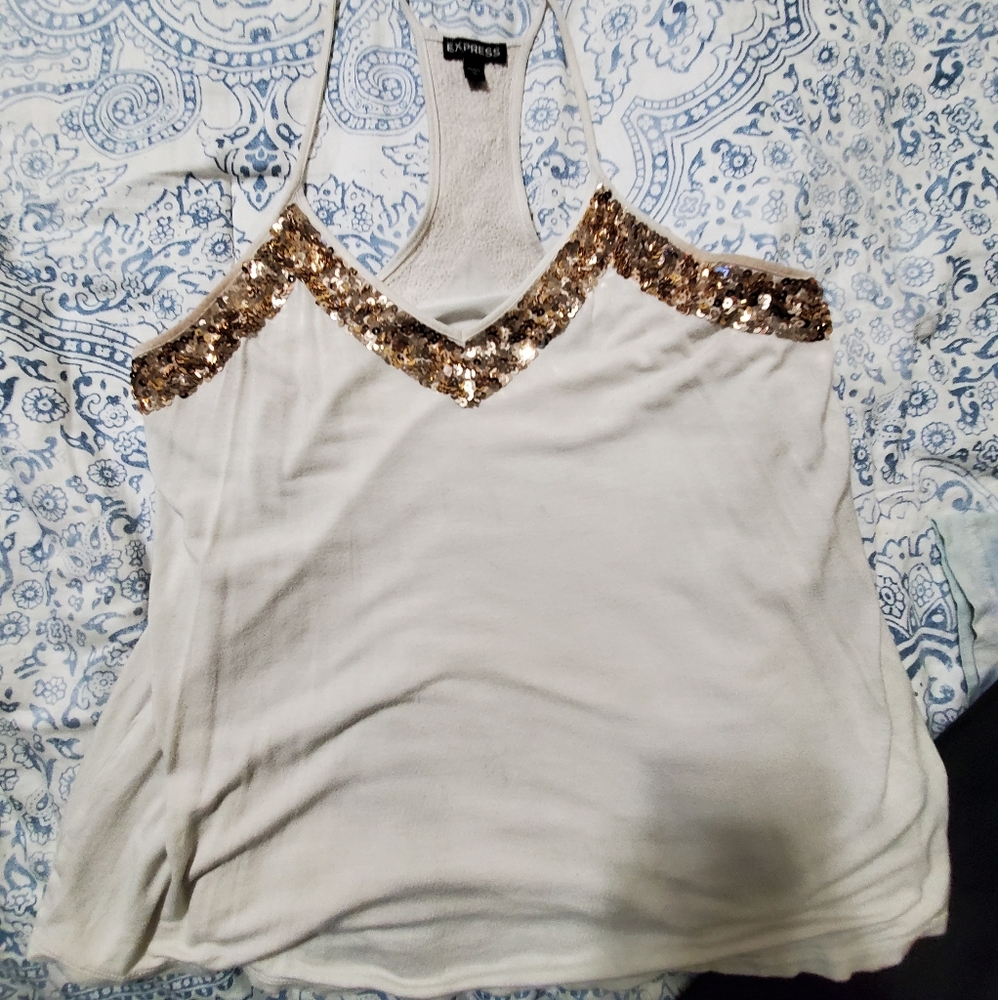 Sequin embellished spaghetti strap tank top